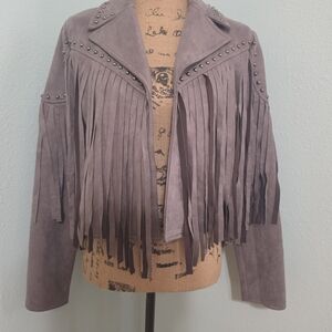 Fringe Moto Jacket - Gray